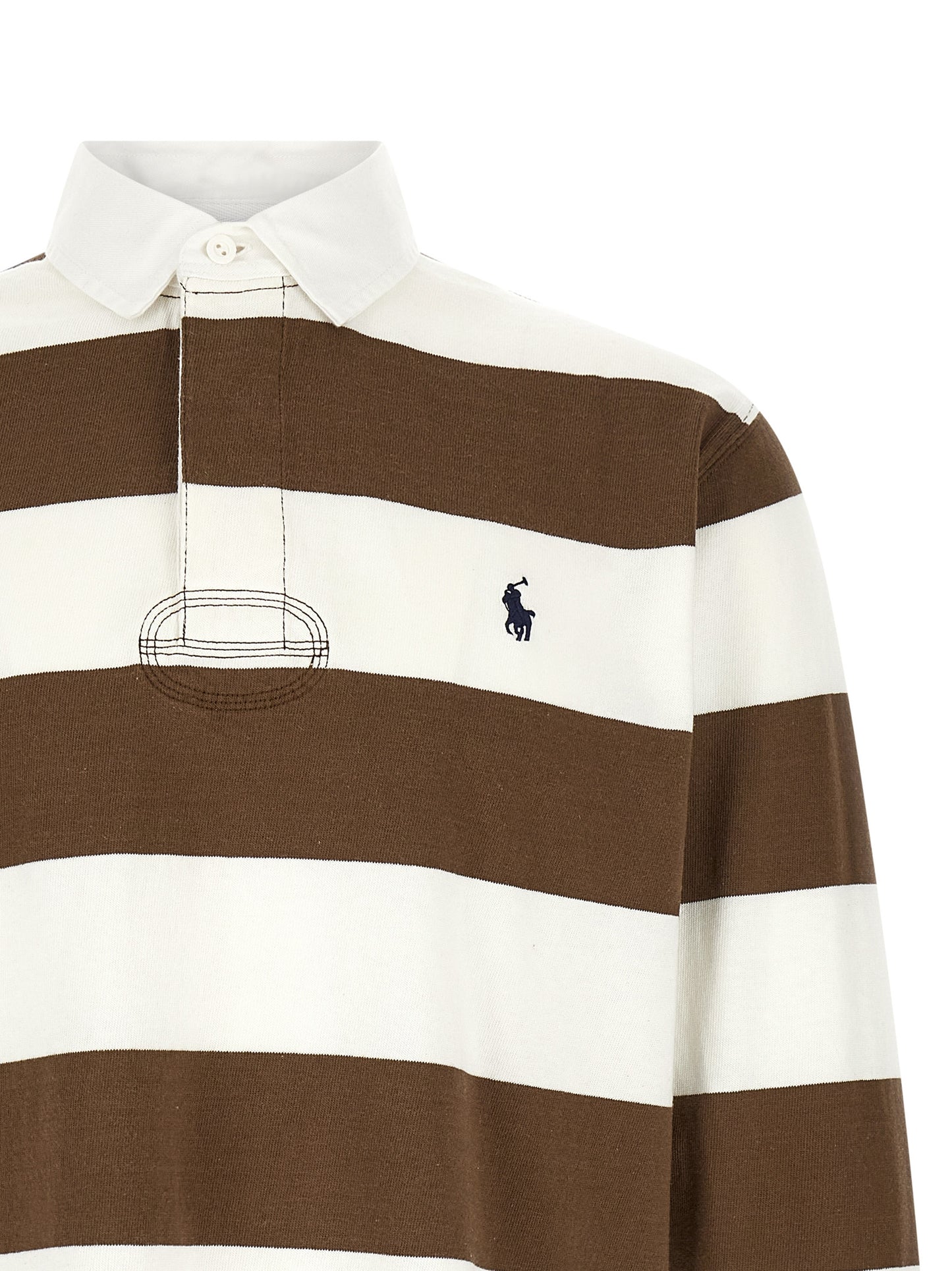 Polo Shirt by Polo Ralph Lauren for men in cotton twill brown, signature & striped features a eye catching silhouette, showcasing a refined and for a eye catching finish.