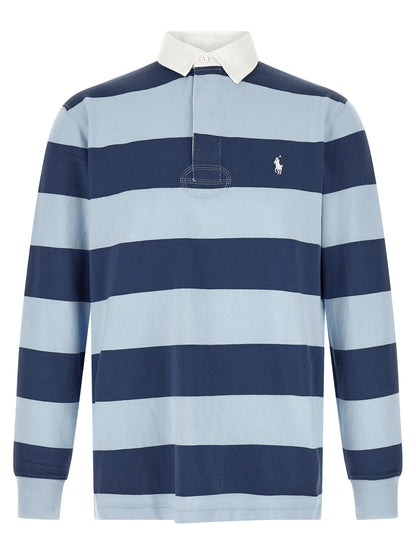 Polo Shirt by Polo Ralph Lauren for men in cotton twill blue, signature & striped presents a crisp silhouette, artfully detailed with a crisp and crisp .