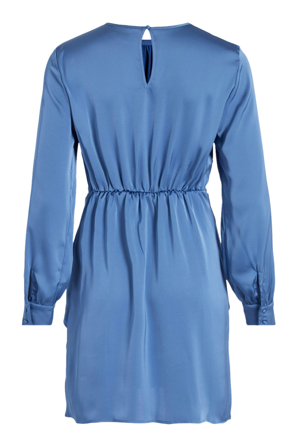 Dress by Vila Clothes for women in polyester light-blue & patterned features an sultry silhouette defined by a and , falling to an sultry short for a sultry look.