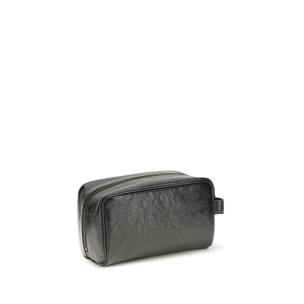 Wallet by Balenciaga for men in lambskin leather black & signature presents a refined silhouette, artfully capturing the essence of the Le City Lambskin Leather Wallet design with sophisticated for a refined look.