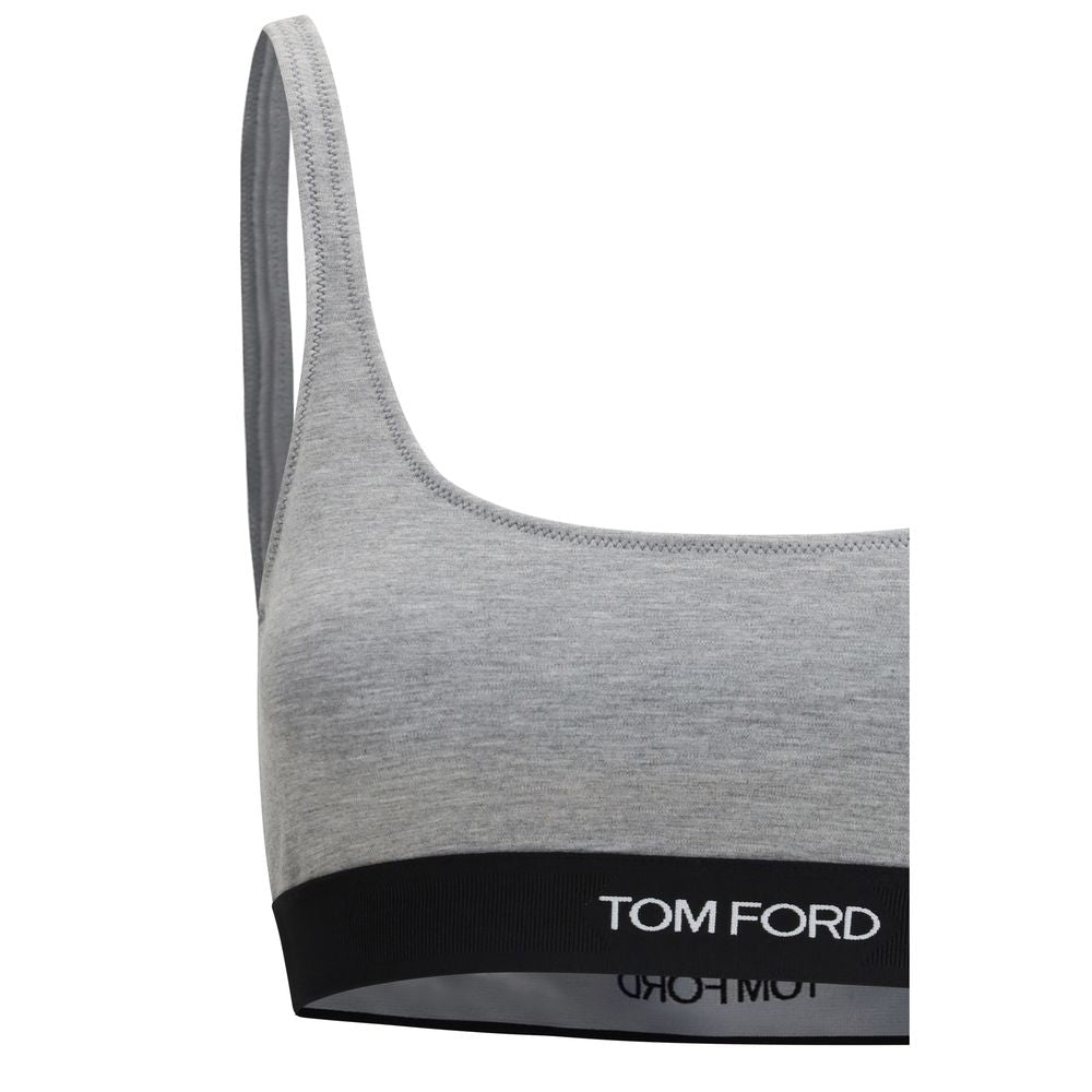 Sport Bra by Tom Ford for women in modal gray & monogram features a functional silhouette, showcasing the functional design of the Women's Slim Modal Sport Bra with a functional fit.