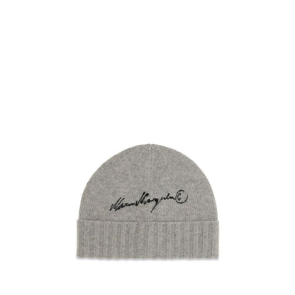 Beanie Hat by MM6 for women in wool gray & signature features a refined luxury silhouette, artfully capturing the essence of the refined luxury Wool Beanie Hat design for a sophisticated, premium look.