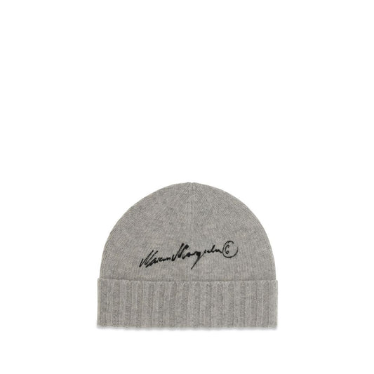 Beanie Hat by MM6 for women in wool gray & signature features a refined luxury silhouette, artfully capturing the essence of the refined luxury Wool Beanie Hat design for a sophisticated, premium look.