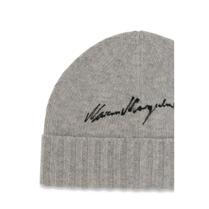 Beanie Hat by MM6 for women in wool gray & signature presents a urban-chic silhouette, showcasing the urban-chic craftsmanship of this Wool Beanie Hat.