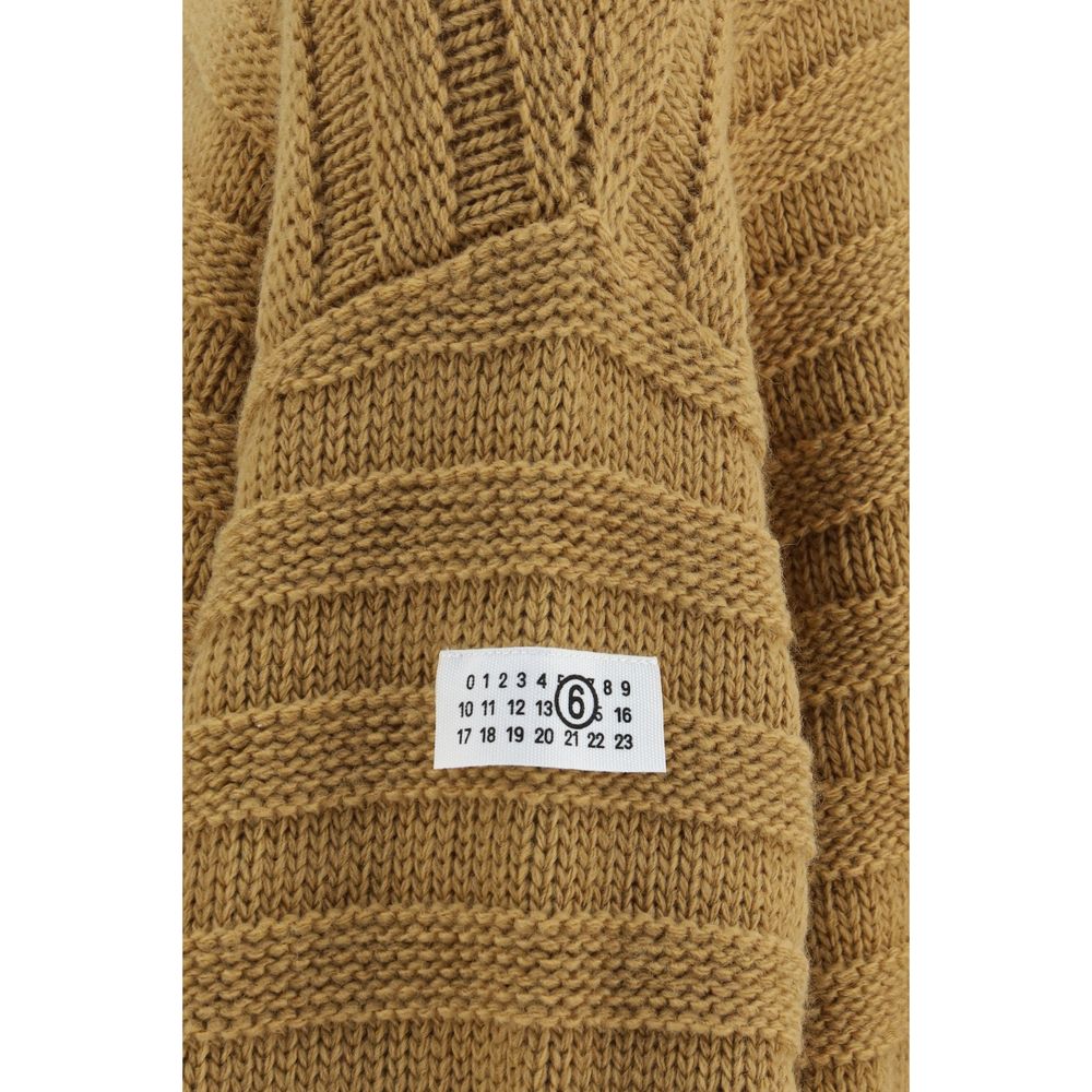 Sweater by MM6 for men in wool acrylic beige & signature showcases an masterful silhouette, artfully detailed with a masterful and for a sophisticated, premium finish.