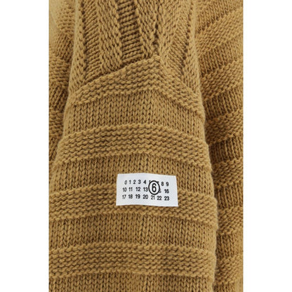 Sweater by MM6 for men in wool acrylic beige & signature showcases an masterful silhouette, artfully detailed with a masterful and for a sophisticated, premium finish.