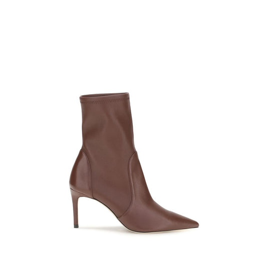 Stiletto Ankle Boots by Stuart Weitzman for women in bos taurus calf leather brown & natural features an enchanting design from the Women's Bos Taurus Calf Leather Stiletto Ankle Boots collection, highlighting a enchanting stiletto and pointed toe style for a refined look.