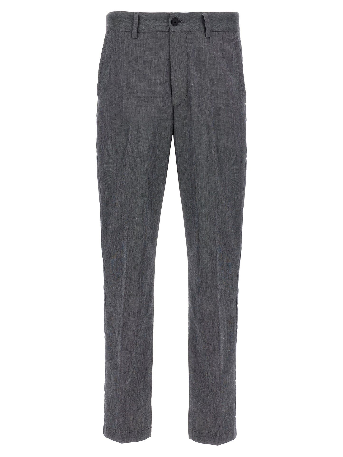 Casual Pants by Hugo Boss for men in stretch cotton blue & patterned presents a tailored silhouette, showcasing a tailored straight-leg and long cut with a refined for a truly tailored aesthetic.