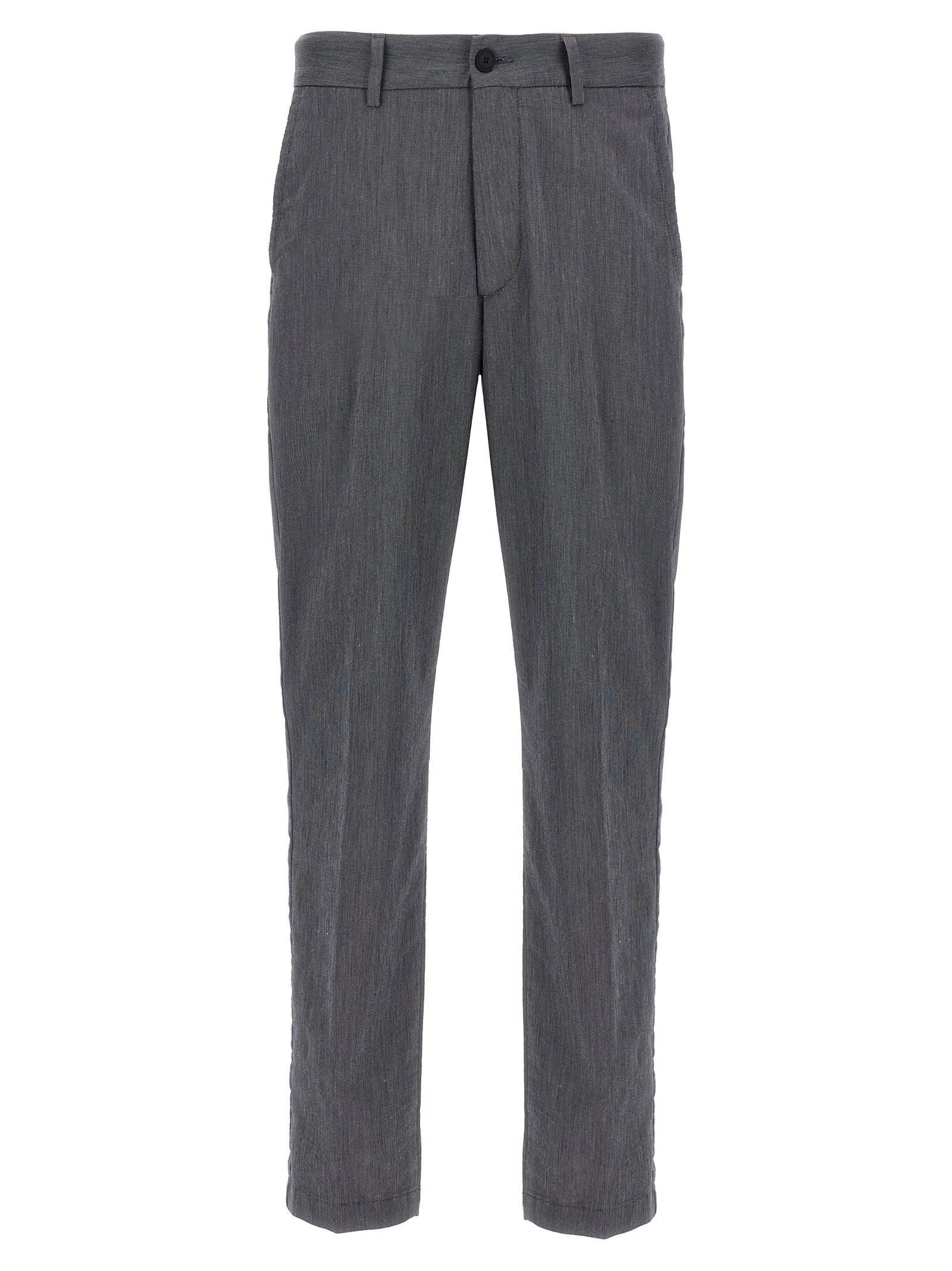 Casual Pants by Hugo Boss for men in stretch cotton blue & patterned presents a tailored silhouette, showcasing a tailored straight-leg and long cut with a refined for a truly tailored aesthetic.