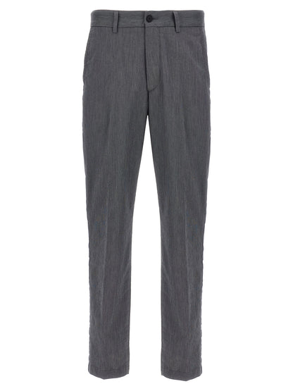 Casual Pants by Hugo Boss for men in stretch cotton blue & patterned presents a tailored silhouette, showcasing a tailored straight-leg and long cut with a refined for a truly tailored aesthetic.