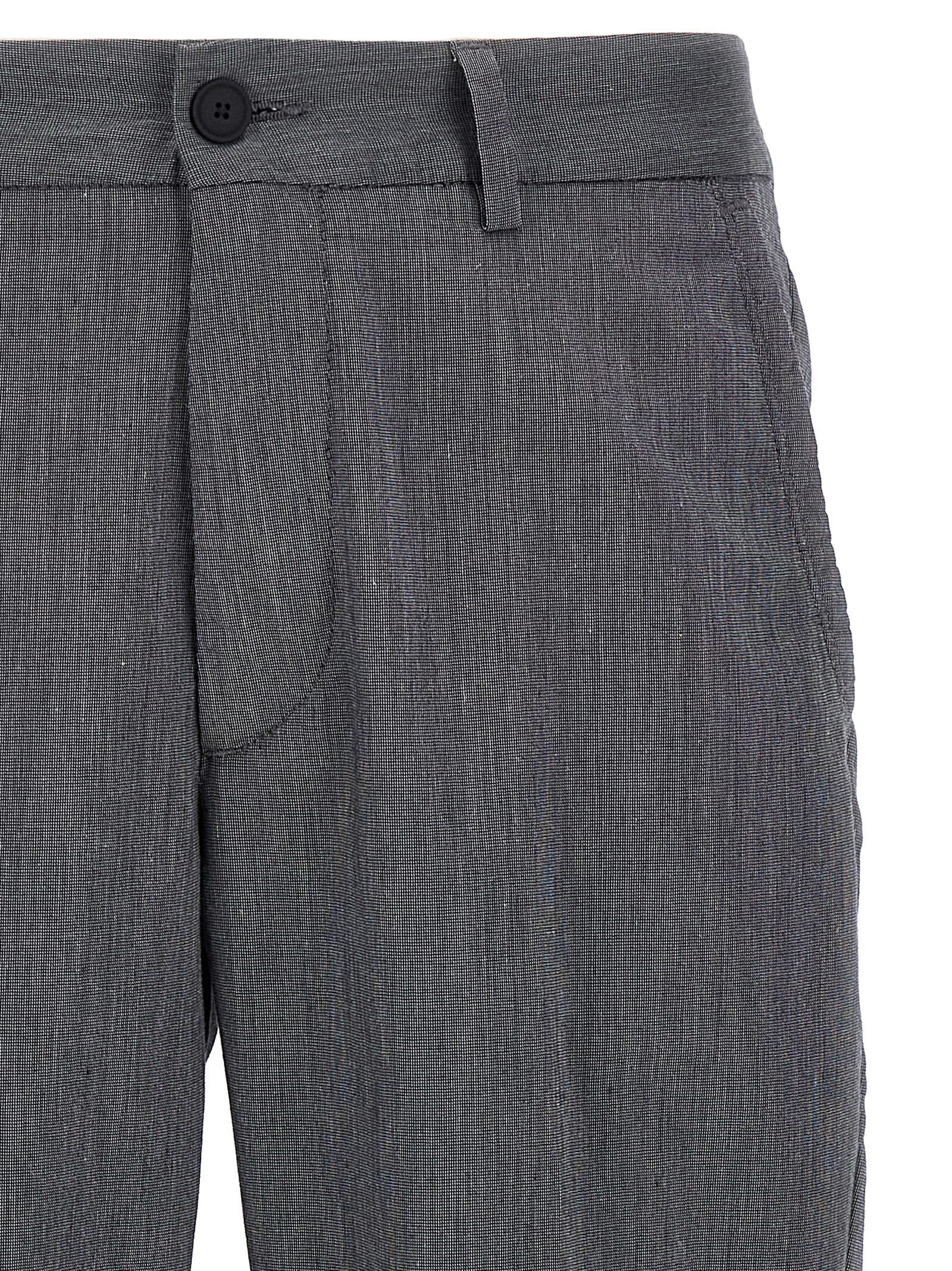 Casual Pants by Hugo Boss for men in stretch cotton blue & patterned features a polished silhouette with a polished straight-leg, reaching a polished long and finished with a polished .