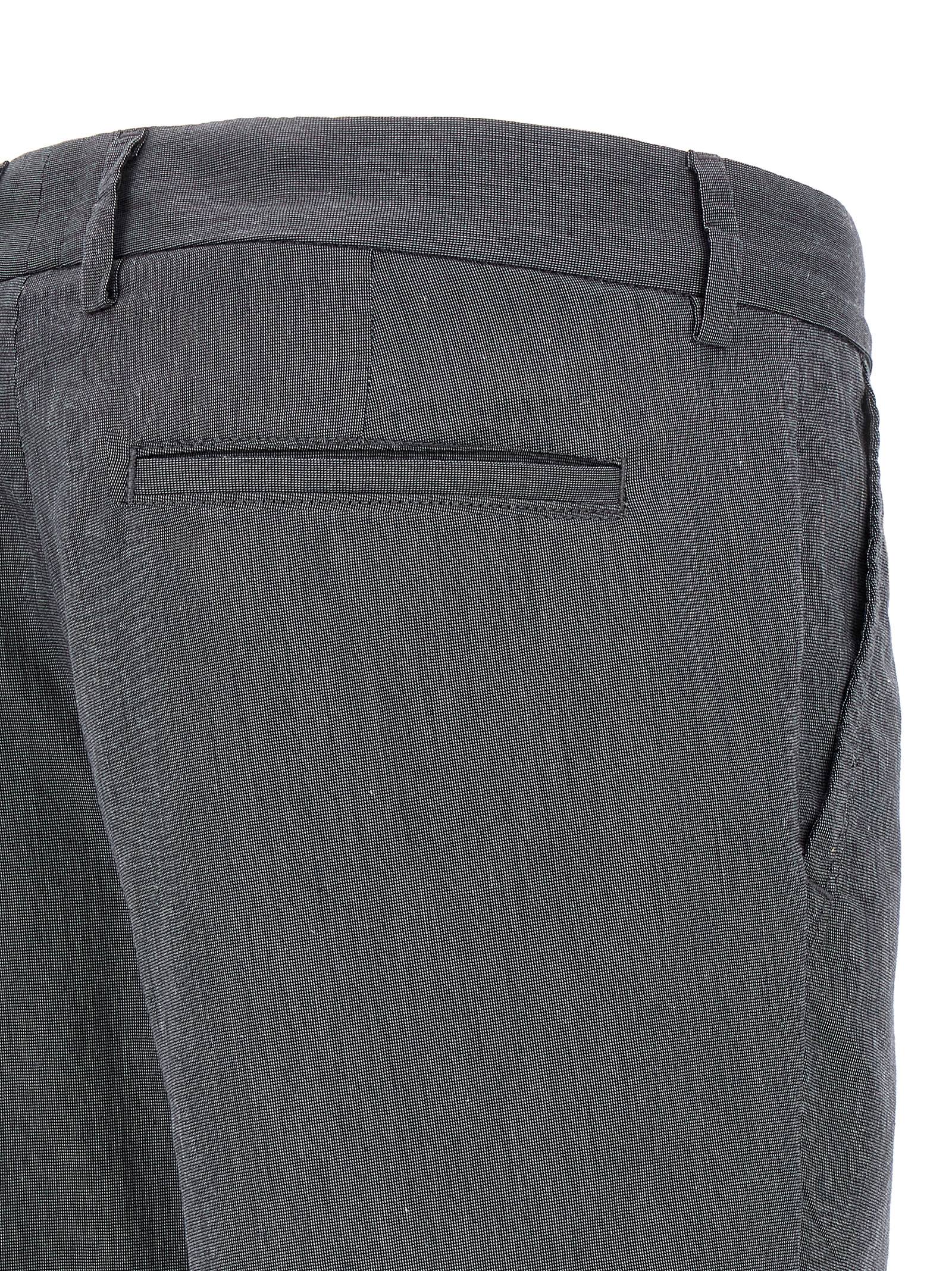 Casual Pants by Hugo Boss for men in stretch cotton blue & patterned features an refined tailoring silhouette, showcasing a premium straight-leg with a and long cut for a refined tailoring look.