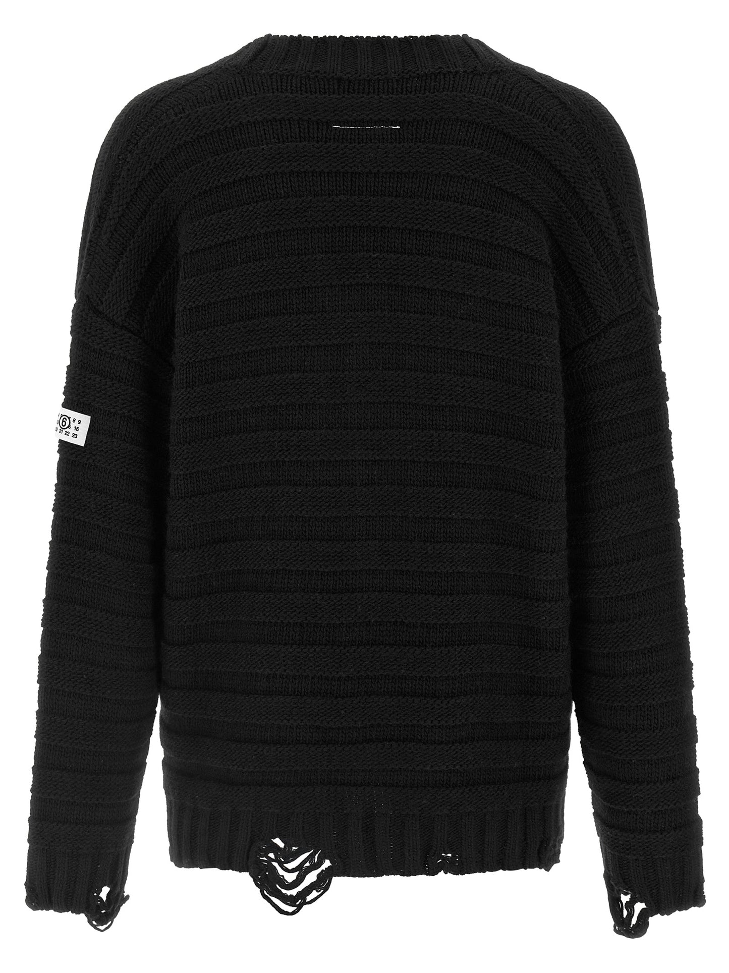 Cardigan by MM6 Maison Margiela for men in acrylic virgin wool black, white & signature features an impeccable silhouette, showcasing a sophisticated v-neck neckline and detail for a truly impeccable finish.