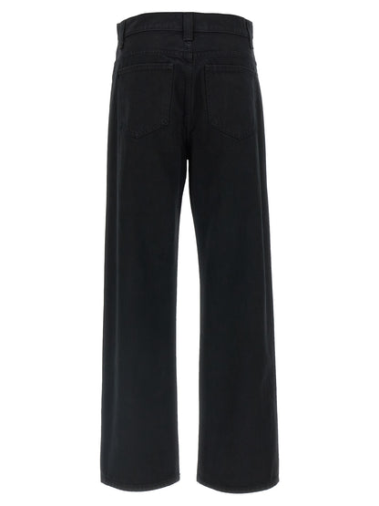 Jeans by Khaite for women in denim cotton black features an sartorial straight-leg & wide and long with a cut for a sartorial finish.
