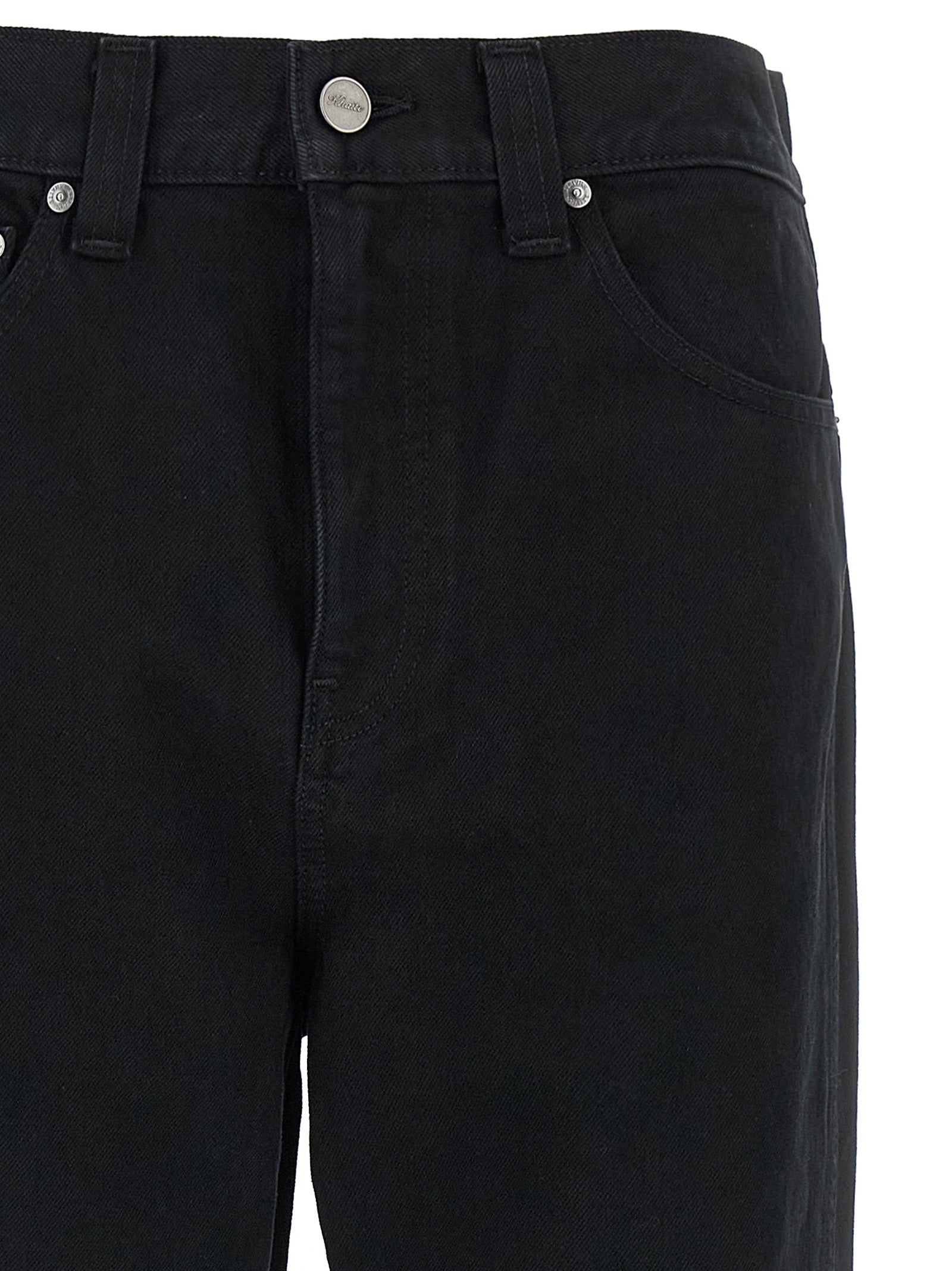 Jeans by Khaite for women in denim cotton black presents a tailored silhouette, showcasing a tailored straight-leg & wide and long cut with a refined for a truly tailored aesthetic.