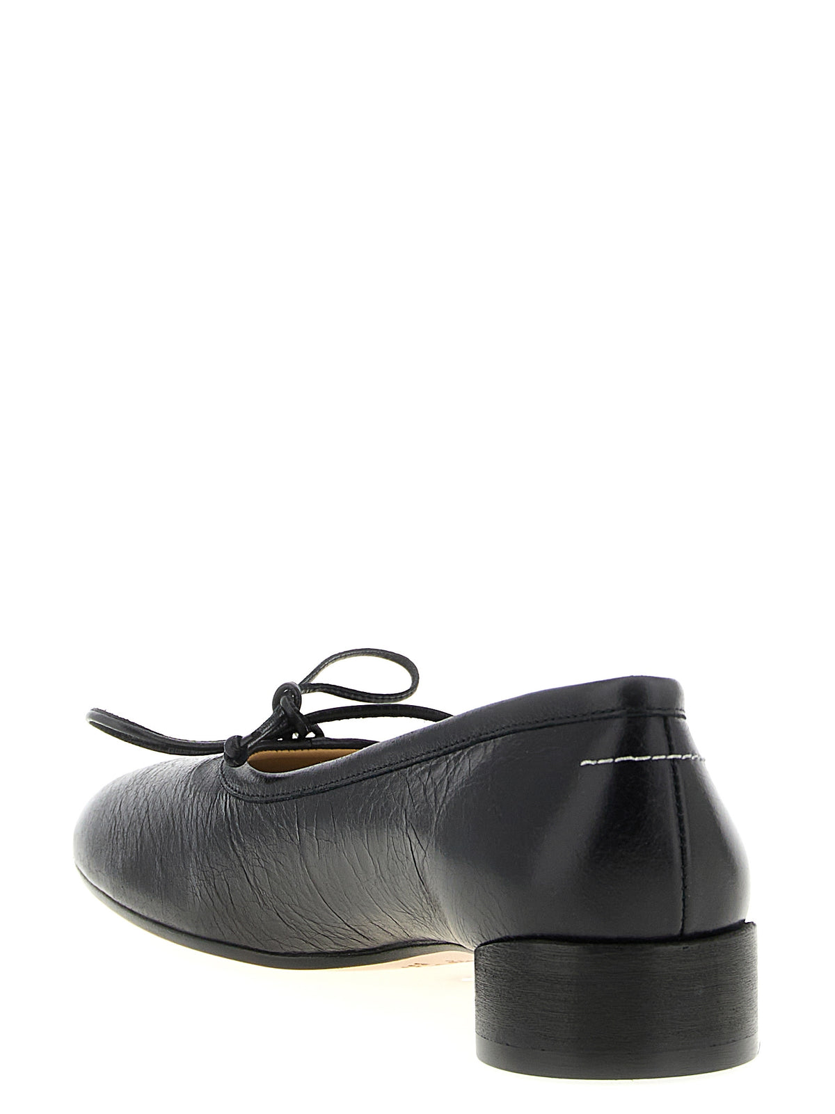 MM6 Maison Margiela Women's Calfskin Leather Mid-Heel Pumps Heels - Black White Signature