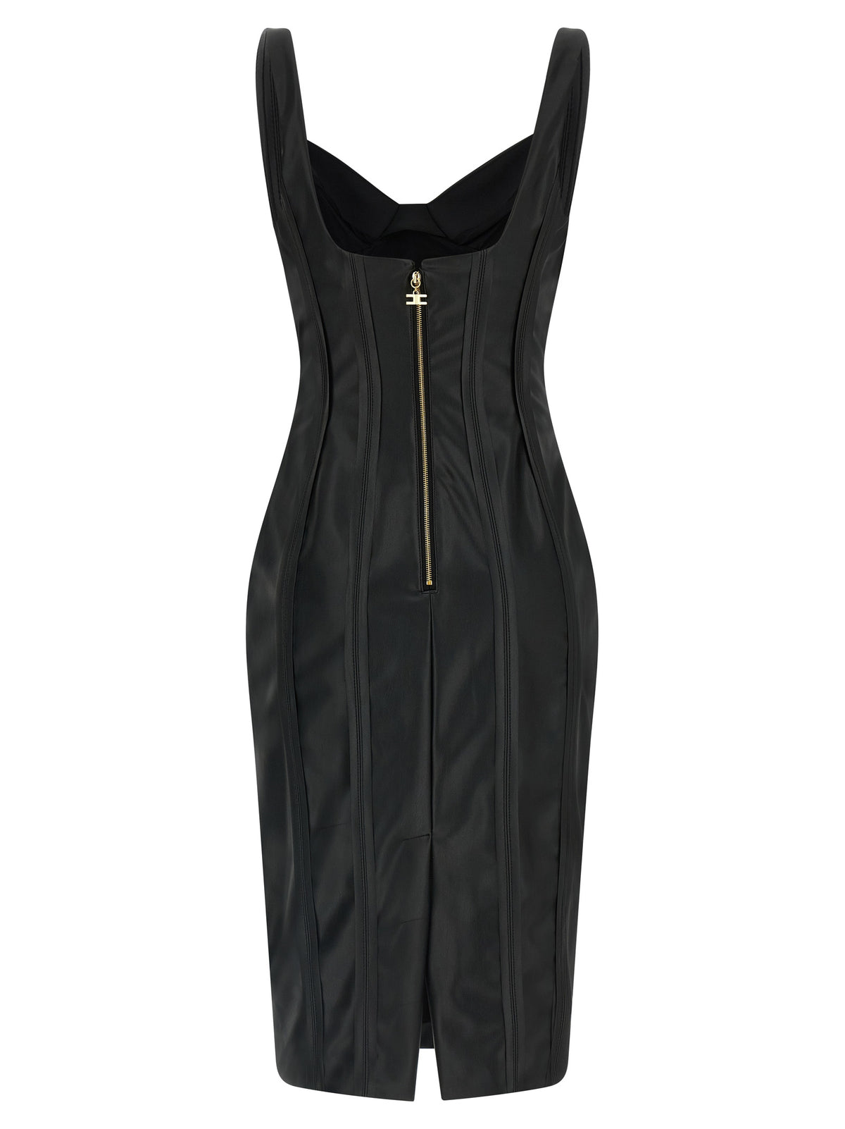 Elisabetta Franchi Women's Corset Bustier Sleeveless Sweetheart Neck Stretch Viscose Dress - Black
