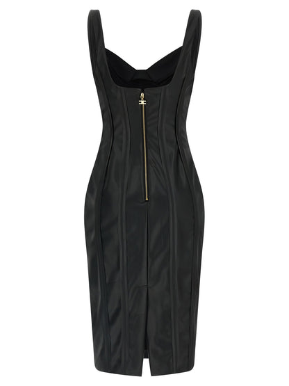 Elisabetta Franchi Women's Corset Bustier Sleeveless Sweetheart Neck Stretch Viscose Dress - Black