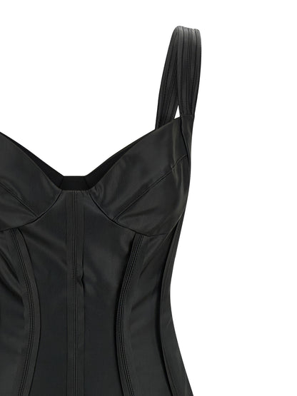 Elisabetta Franchi Women's Corset Bustier Sleeveless Sweetheart Neck Stretch Viscose Dress - Black