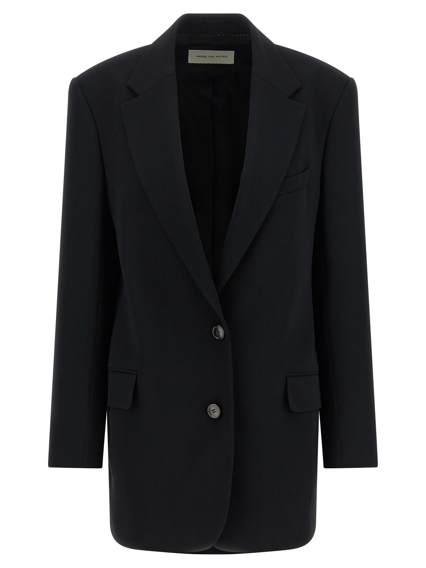 Dries Van Noten Women's Padded Single Breasted Polyester & Viscose Blazer - Black