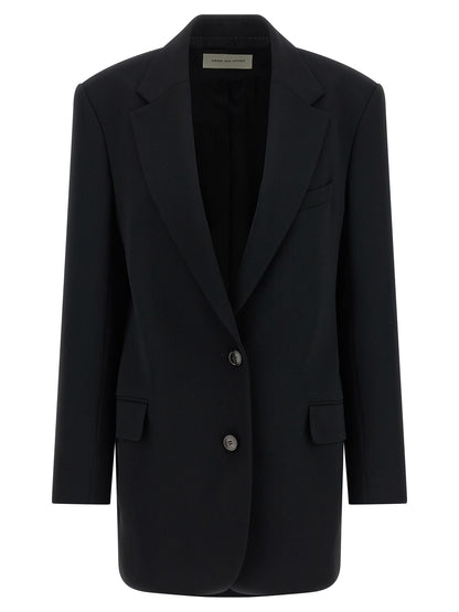 Dries Van Noten Women's Padded Single Breasted Polyester & Viscose Blazer - Black