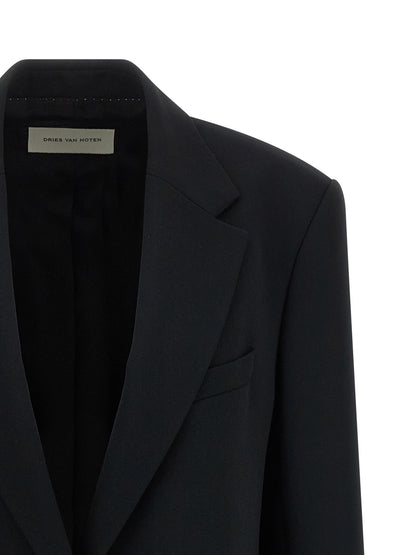 Dries Van Noten Women's Padded Single Breasted Polyester & Viscose Blazer - Black