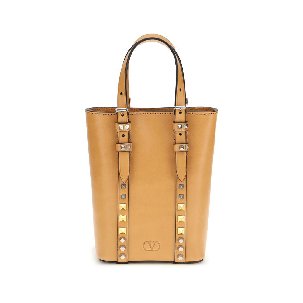 Valentino Garavani Rockstud Bos Taurus Calf Leather Mini Shoulder Bag - Beige