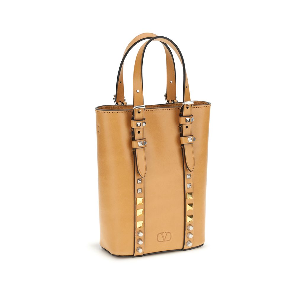 Valentino Garavani Rockstud Bos Taurus Calf Leather Mini Shoulder Bag - Beige
