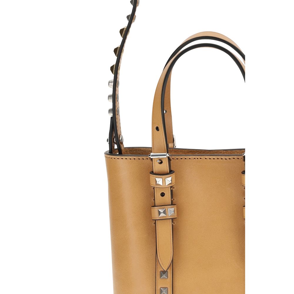 Valentino Garavani Rockstud Bos Taurus Calf Leather Mini Shoulder Bag - Beige