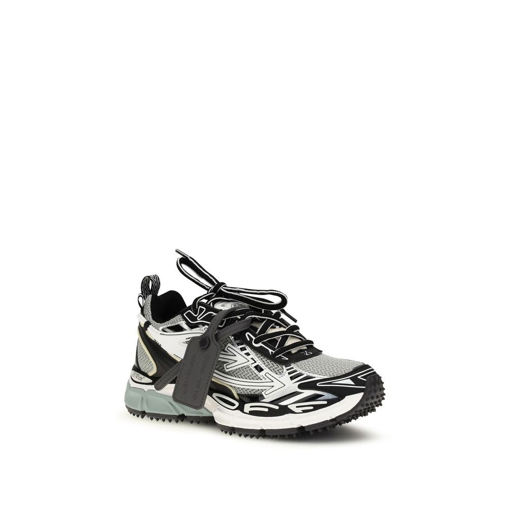 Athletic Sneakers by Off-White for women in polyester leather gray, white & monogram showcases a architectural silhouette, artfully capturing the essence of the The Monogram Women's Athletic Polyester Leather Sneakers with its signature architectural athletic style construction.