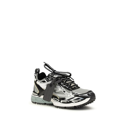 Athletic Sneakers by Off-White for women in polyester leather gray, white & monogram showcases a architectural silhouette, artfully capturing the essence of the The Monogram Women's Athletic Polyester Leather Sneakers with its signature architectural athletic style construction.