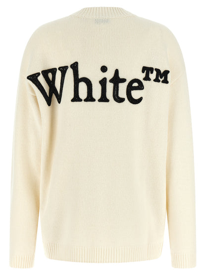 Cardigan by Off-White for women in plush polyamide & wool bicolour, black, cream & white features a nuanced silhouette with a refined crew neckline and nuanced detailing for a sophisticated look.