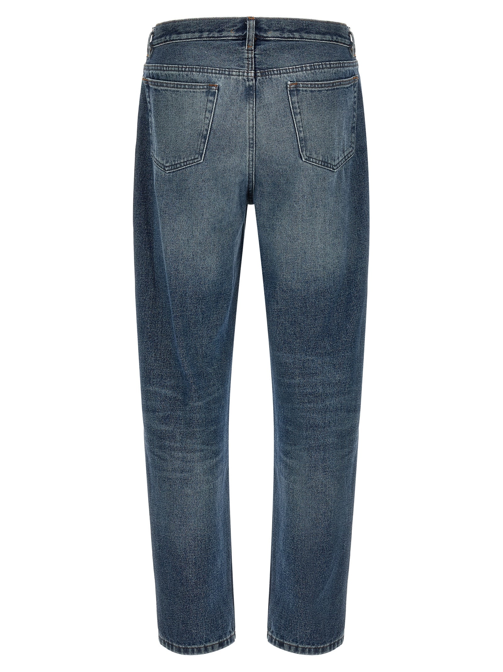 Jeans by A.P.C. for men in denim cotton blue & silver features an sophisticated high rise and straight-leg & relaxed-fit with a precise long, creating a sophisticated and sophisticated silhouette.