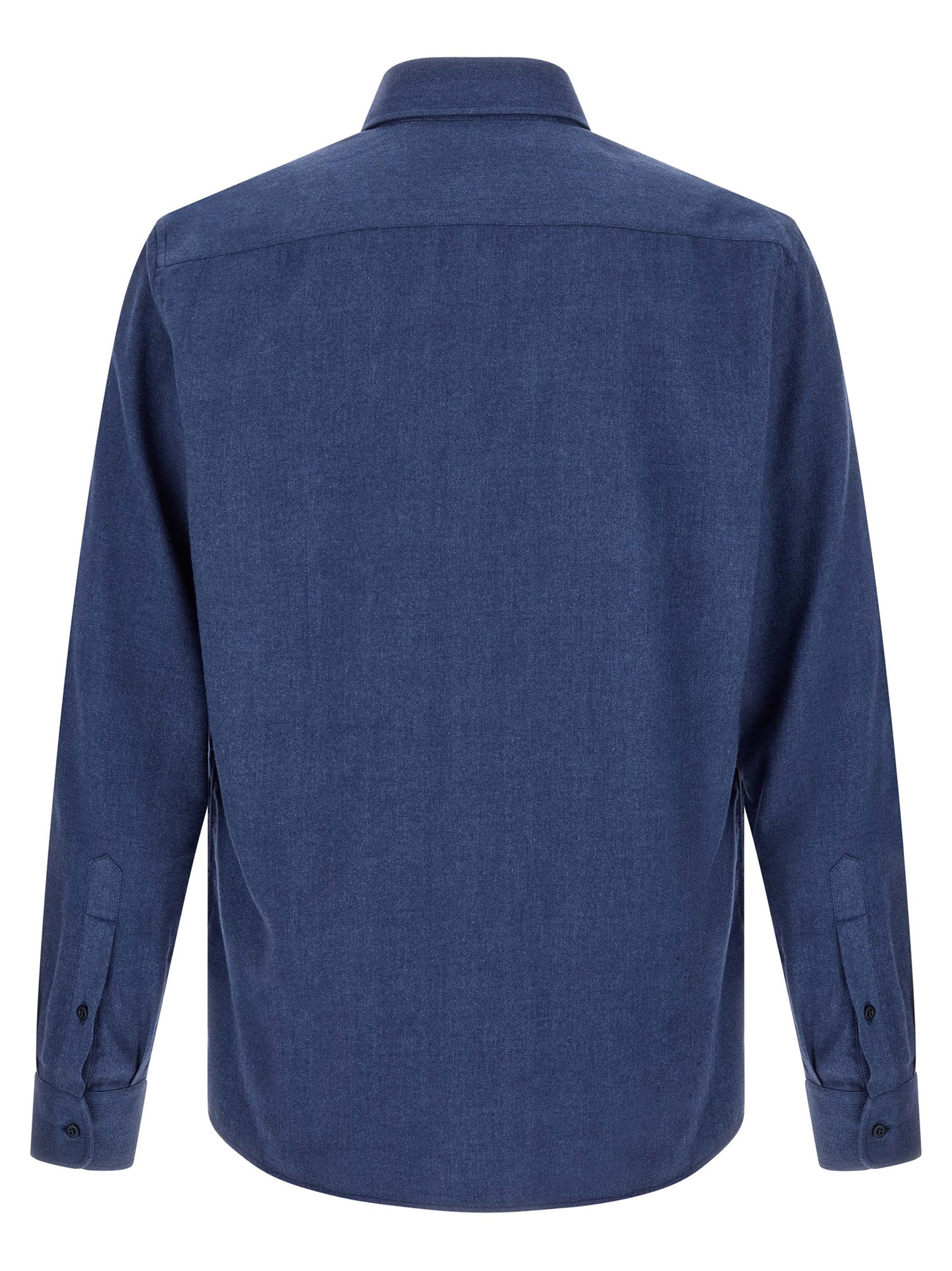 Shirt by Brunello Cucinelli for men in cotton & lyocell blue, pearl & herringbone presents a discerning silhouette, showcasing a sophisticated and for a truly discerning finish.