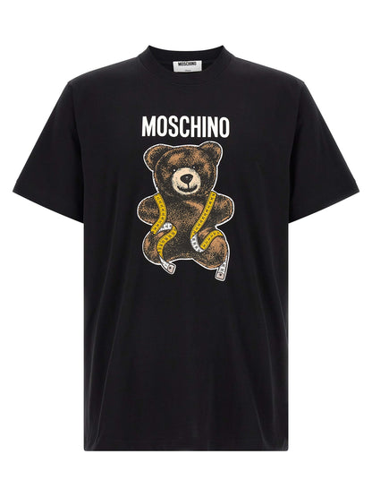 T-Shirt by Moschino for men in cotton black & yellow features an on trend silhouette, perfectly showcasing a on trend short-sleeve and crew neckline for an elevated aesthetic.