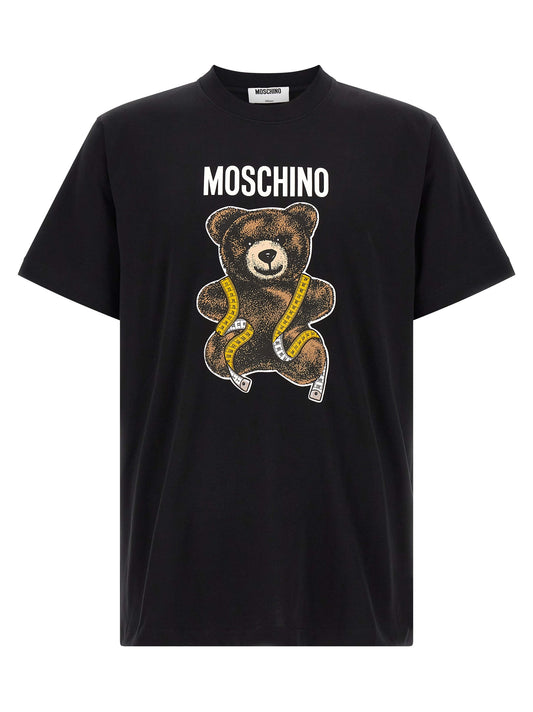 T-Shirt by Moschino for men in cotton black & yellow features an on trend silhouette, perfectly showcasing a on trend short-sleeve and crew neckline for an elevated aesthetic.