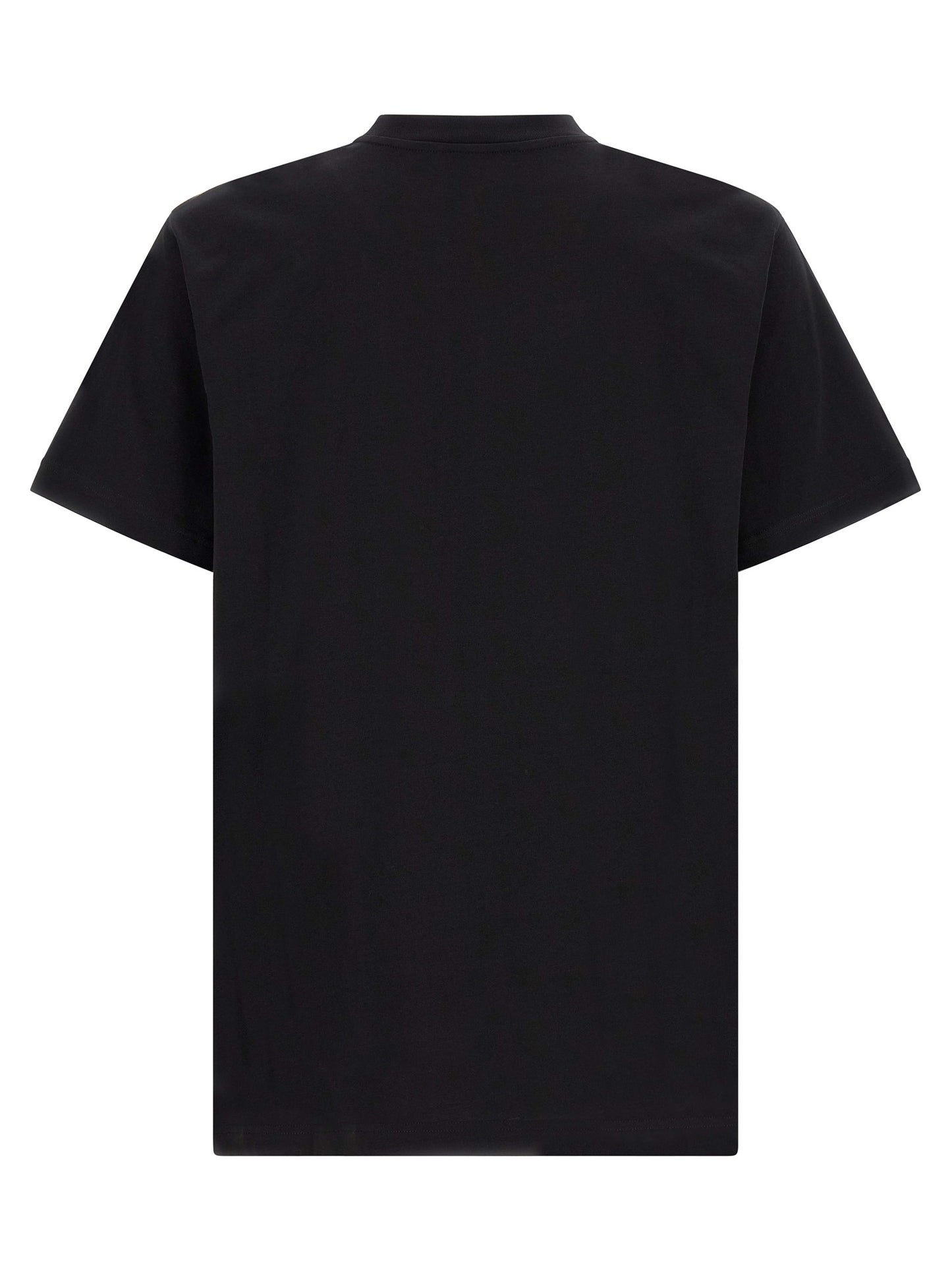 T-Shirt by Moschino for men in cotton black & yellow showcases a dramatic silhouette, elegantly detailed with a dramatic crew neckline and for a truly dramatic finish.