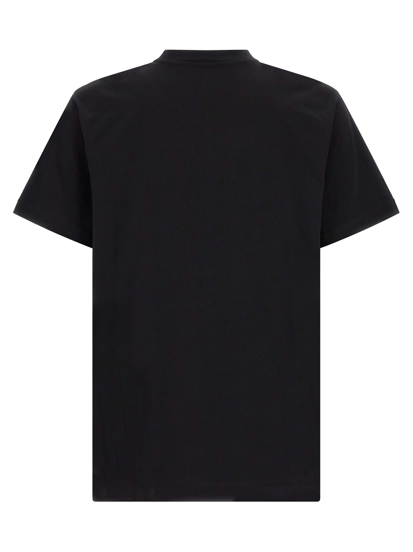T-Shirt by Moschino for men in cotton black & yellow showcases a dramatic silhouette, elegantly detailed with a dramatic crew neckline and for a truly dramatic finish.