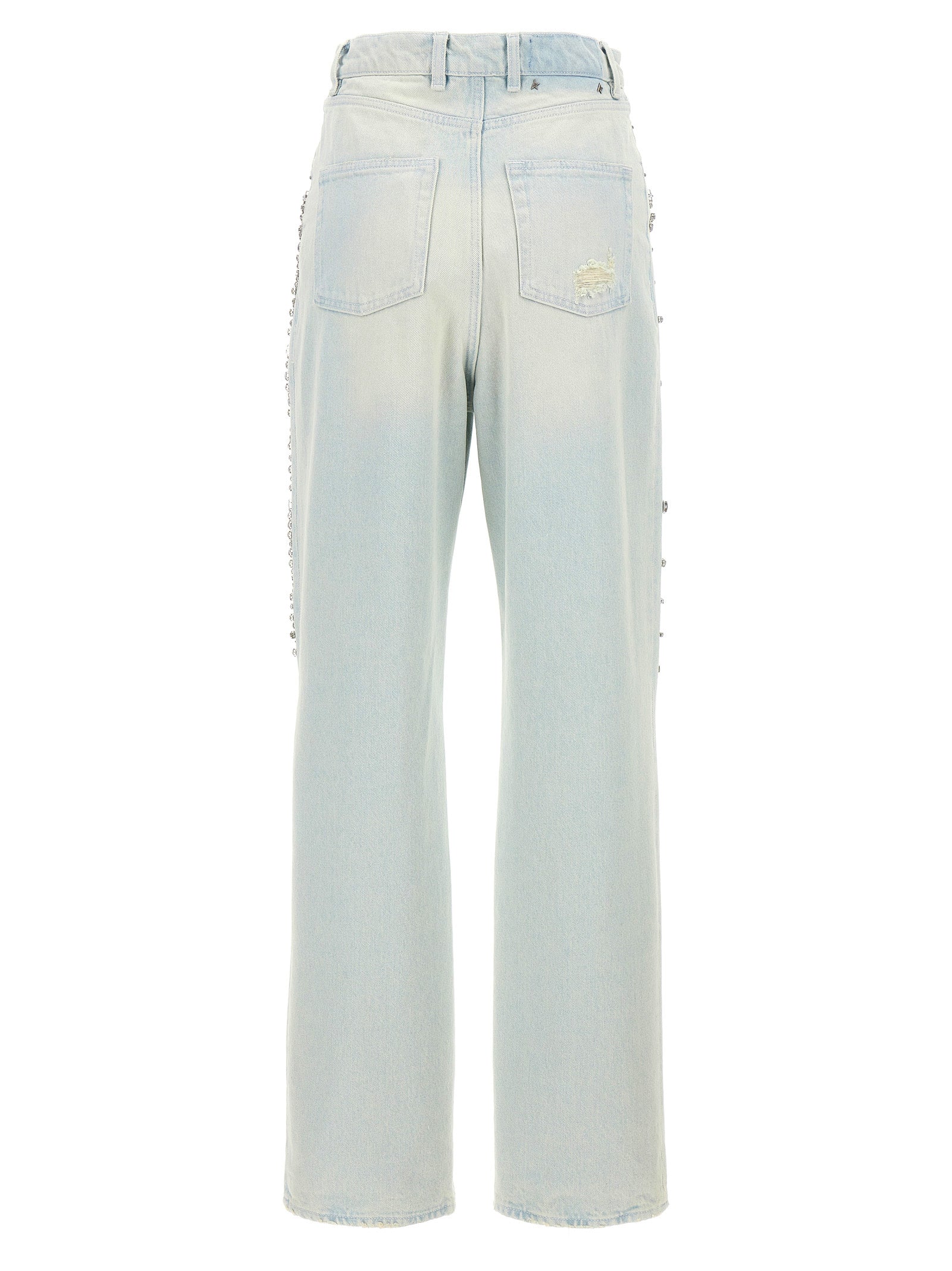 Jeans by Golden Goose for women in denim cotton & crystal light-blue features an sophisticated and with a precise long, creating a sophisticated and sophisticated silhouette.