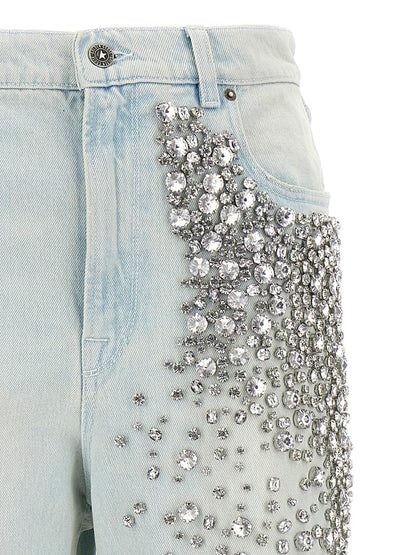 Jeans by Golden Goose for women in denim cotton & crystal light-blue features an refined tailoring silhouette, showcasing a premium with a and long cut for a refined tailoring look.