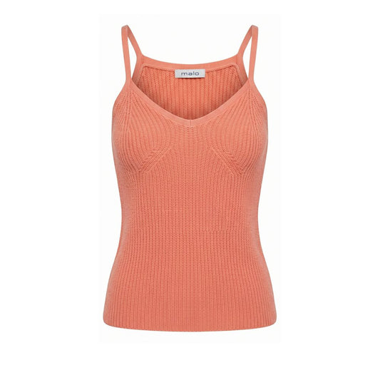 Tank Top by Malo for women in cashmere & polyamide multicolor & pink showcases a streamlined Women's V Neck Cashmere & Polyamide Tank Top design with a streamlined sleeveless and v-neck neckline.
