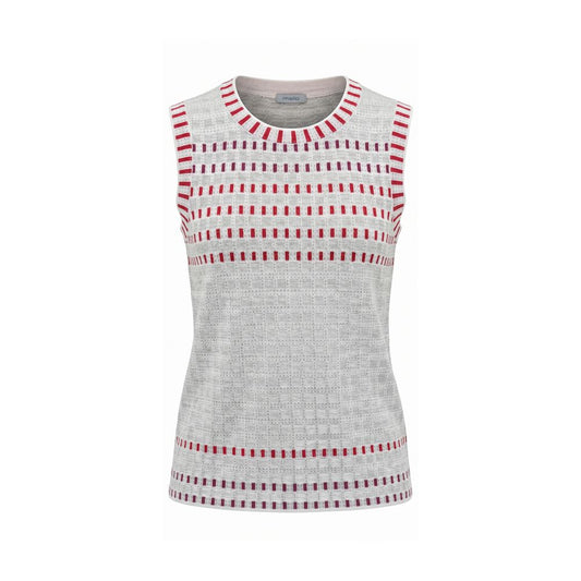 Sweater by Malo for women in silk gray, multicolor, patterned & striped showcases a sumptuous silhouette, artfully finished with a sumptuous round neckline and sleeveless for a sophisticated, sumptuous look.