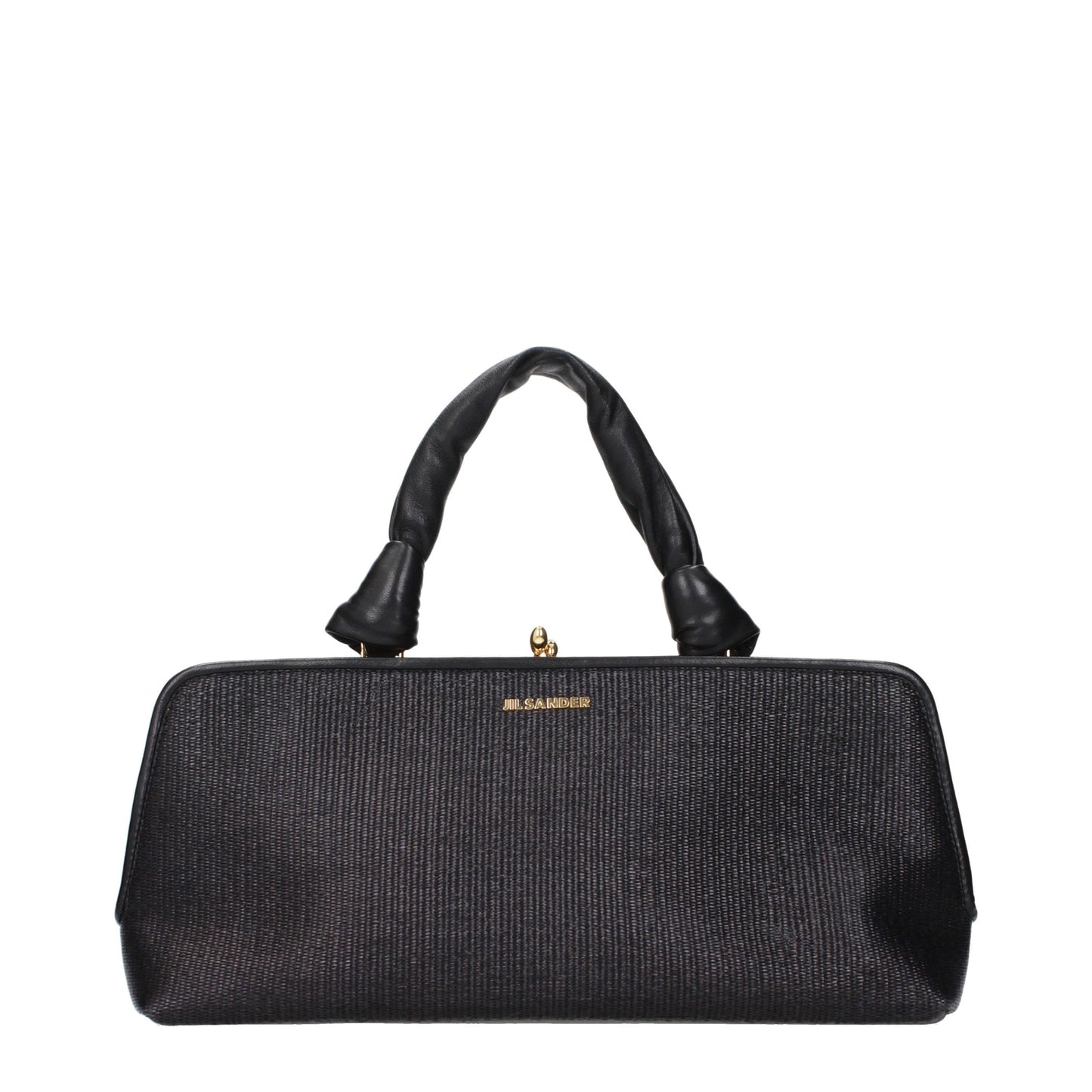 Handbag by Jil Sander for women in polyester polyurethane python leather black features a signature silhouette, showcasing a secure and signature with versatile for a sophisticated look.