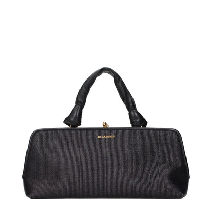 Handbag by Jil Sander for women in polyester polyurethane python leather black features a signature silhouette, showcasing a secure and signature with versatile for a sophisticated look.