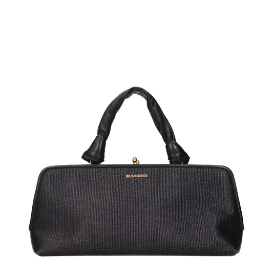Handbag by Jil Sander for women in polyester polyurethane python leather black features a signature silhouette, showcasing a secure and signature with versatile for a sophisticated look.