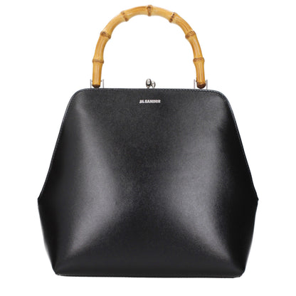 Handbag by Jil Sander for women in leather black features a ornamental silhouette, showcasing a secure , ample , and ornamental for a sophisticated look.