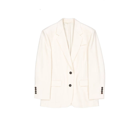 Blazer by Brunello Cucinelli for women in wool & viscose white features an sartorial silhouette, showcasing a sophisticated and sartorial for a truly sartorial finish.