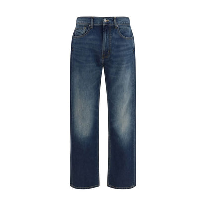 7FOR Blue Cotton Straight-Leg Jeans