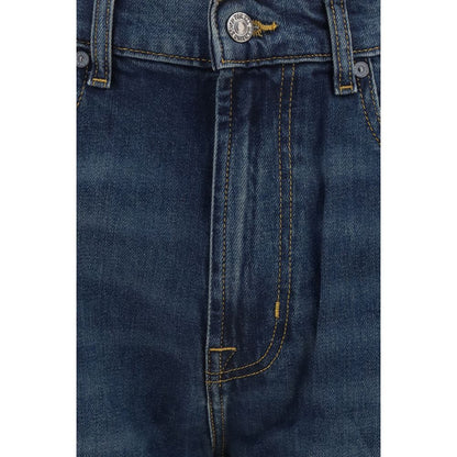 7FOR Blue Cotton Straight-Leg Jeans