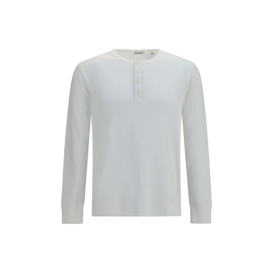 T-Shirt by Burberry for men in stretch cotton white & signature showcases a fashionable silhouette, elegantly detailed with a fashionable long-sleeve and crew neckline for a sophisticated, high-fashion look.